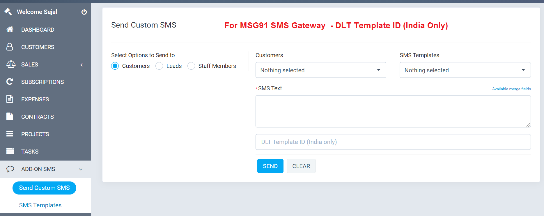 Add-on SMS Manager Module for Perfex CRM - 5
